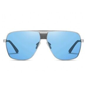 Sunglasses Blue Lens Silver Frame‎ Fashion Sun Glasses Men Silver Frame Square